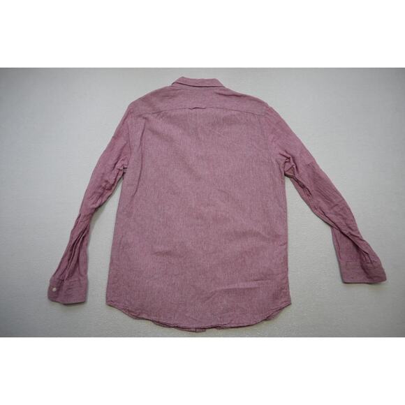 Banana Republic Linen Standard Fit Button Up Shirt Pink Long Sleeve Mens Large - Picture 7 of 7